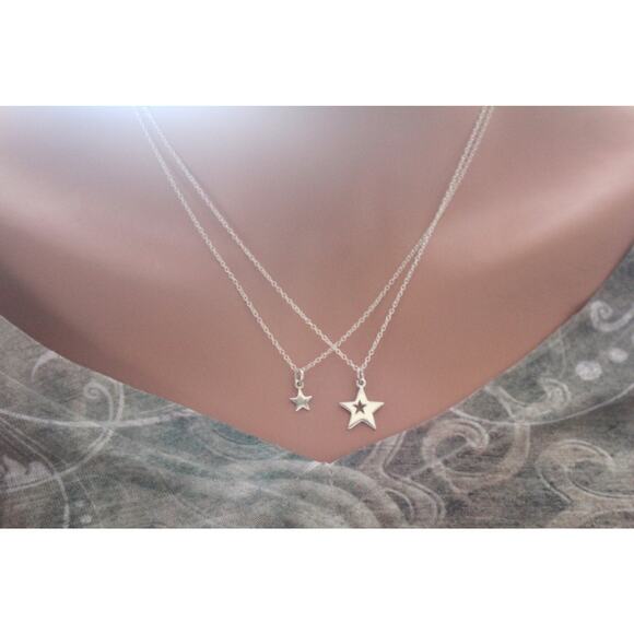 Sterling Silver Mother Daughter Star Necklaces - Picture 3 of 3
